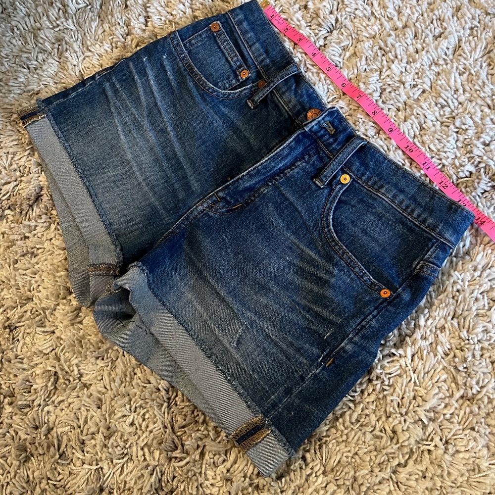 Madewell Dark Blue Rolled Hem Denim Jean Shorts